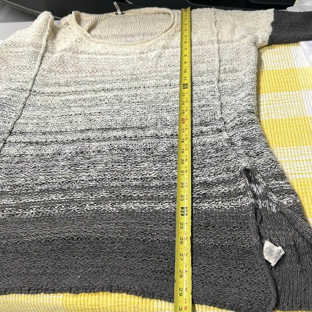 Free People Black and Gray Crew Neck Sweater XS S Oversized Side Slit